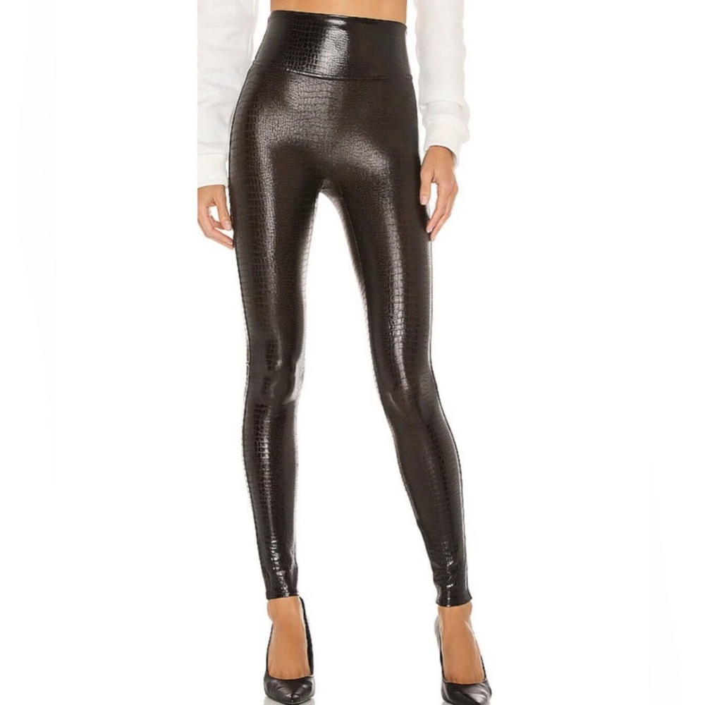 SPANX® Croc Embossed High Waist Faux Leather Leggings